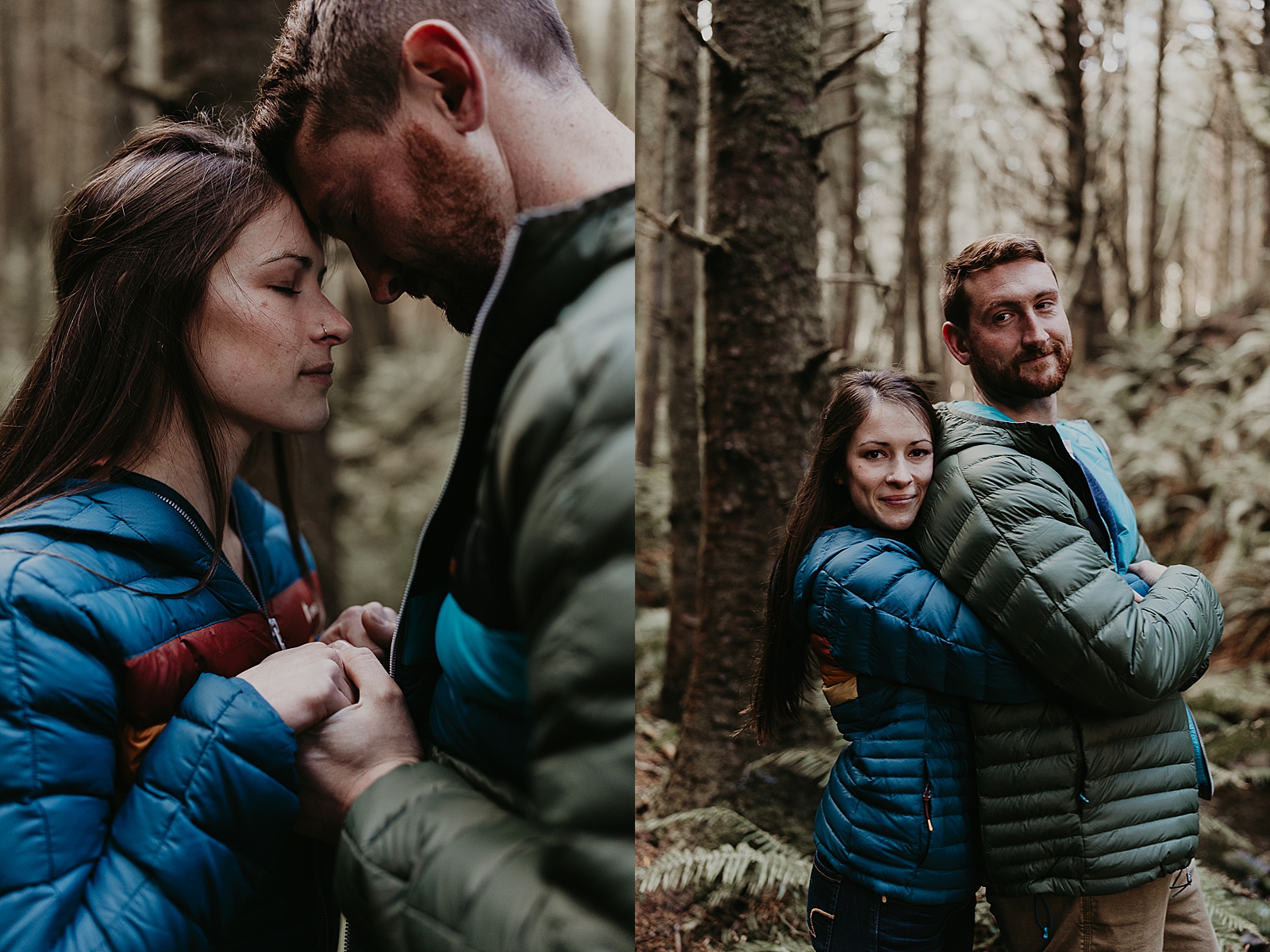 hiking engagement photos at Ecola State Park