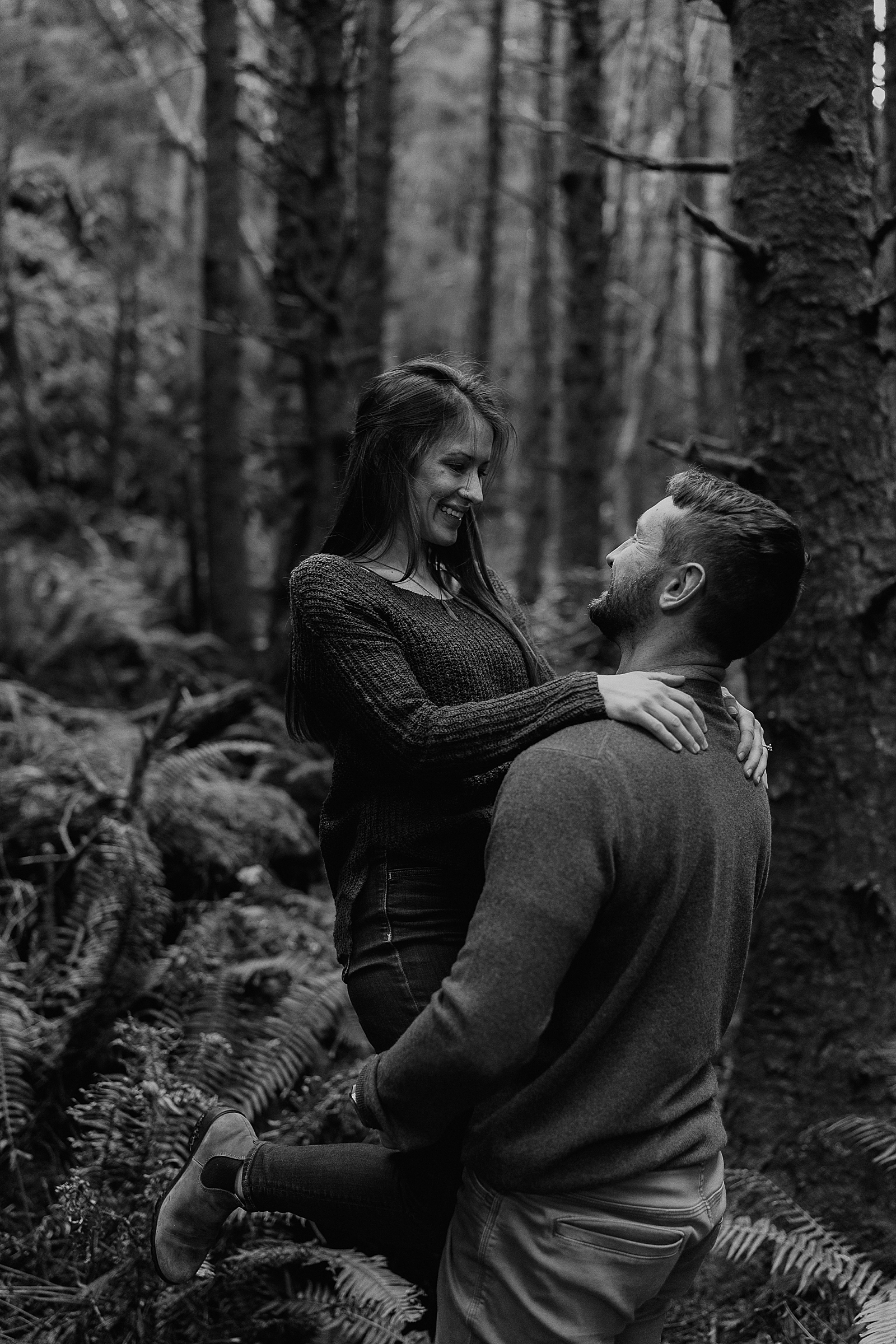 forest couple's portraits; engagement photos in forest