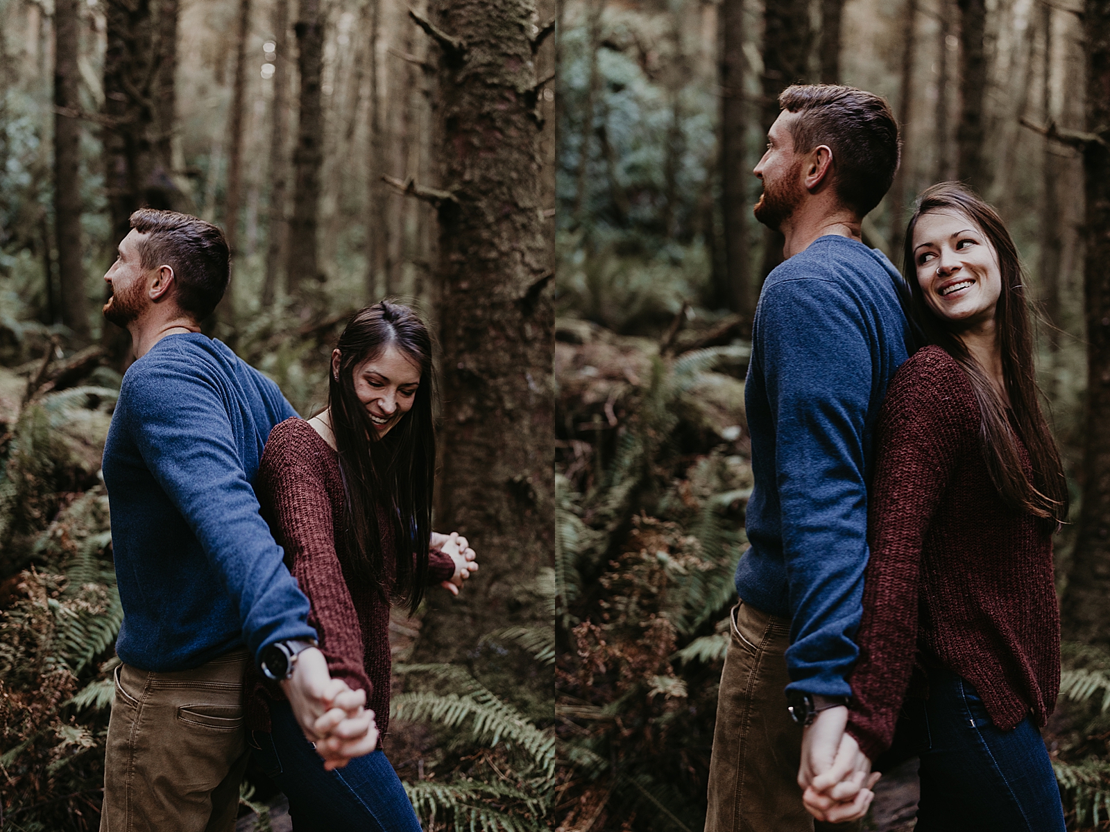 engagement photos in forest; Oregon state parks