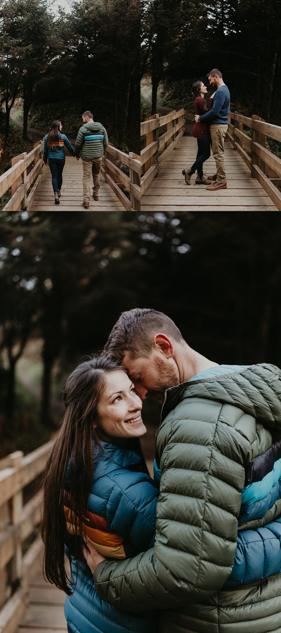 Ecola State Park hiking trails; engagement sessions; couple's portraits on hiking trail