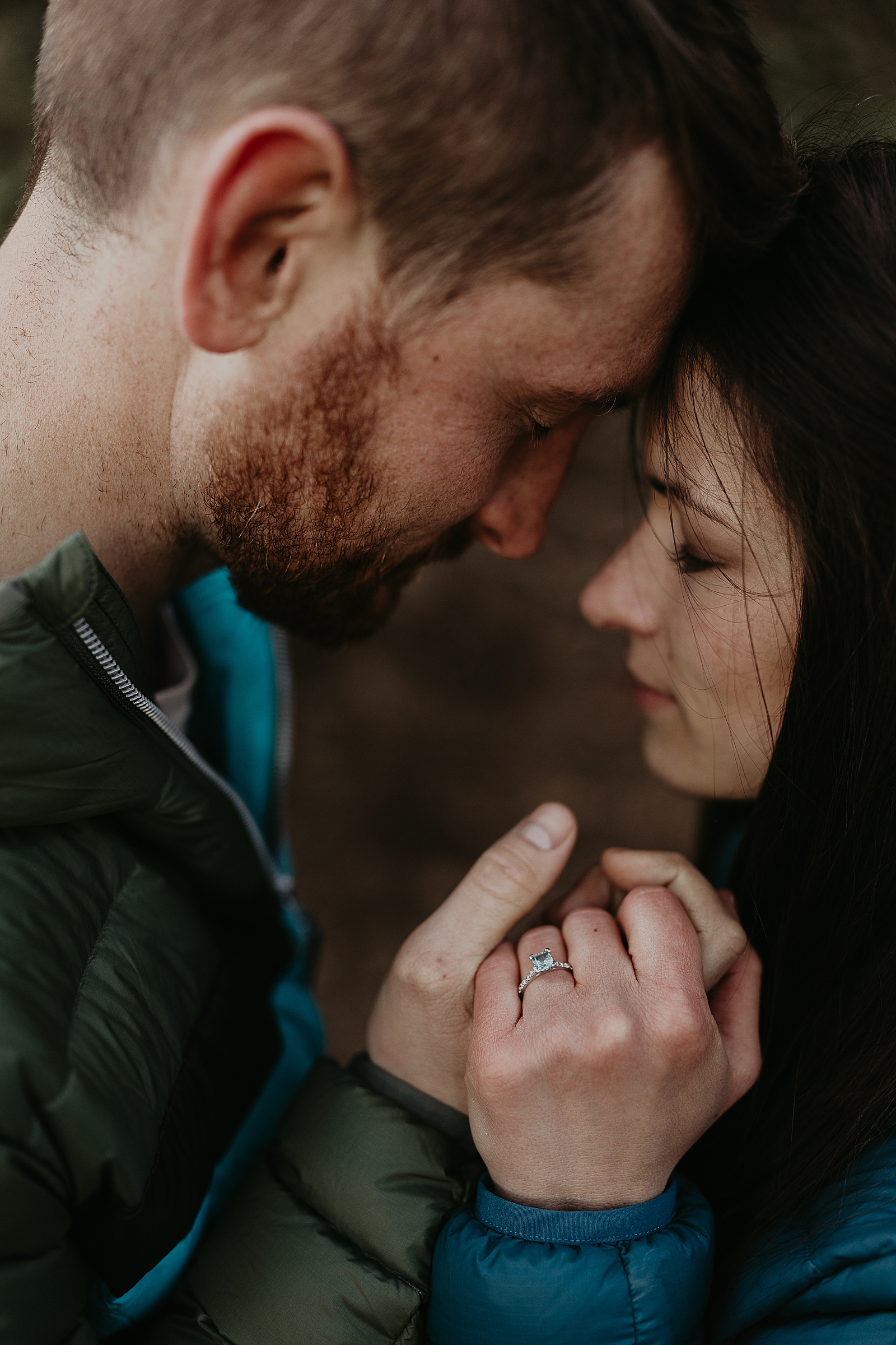 engagement session in forest; Ecola State Park Oregon