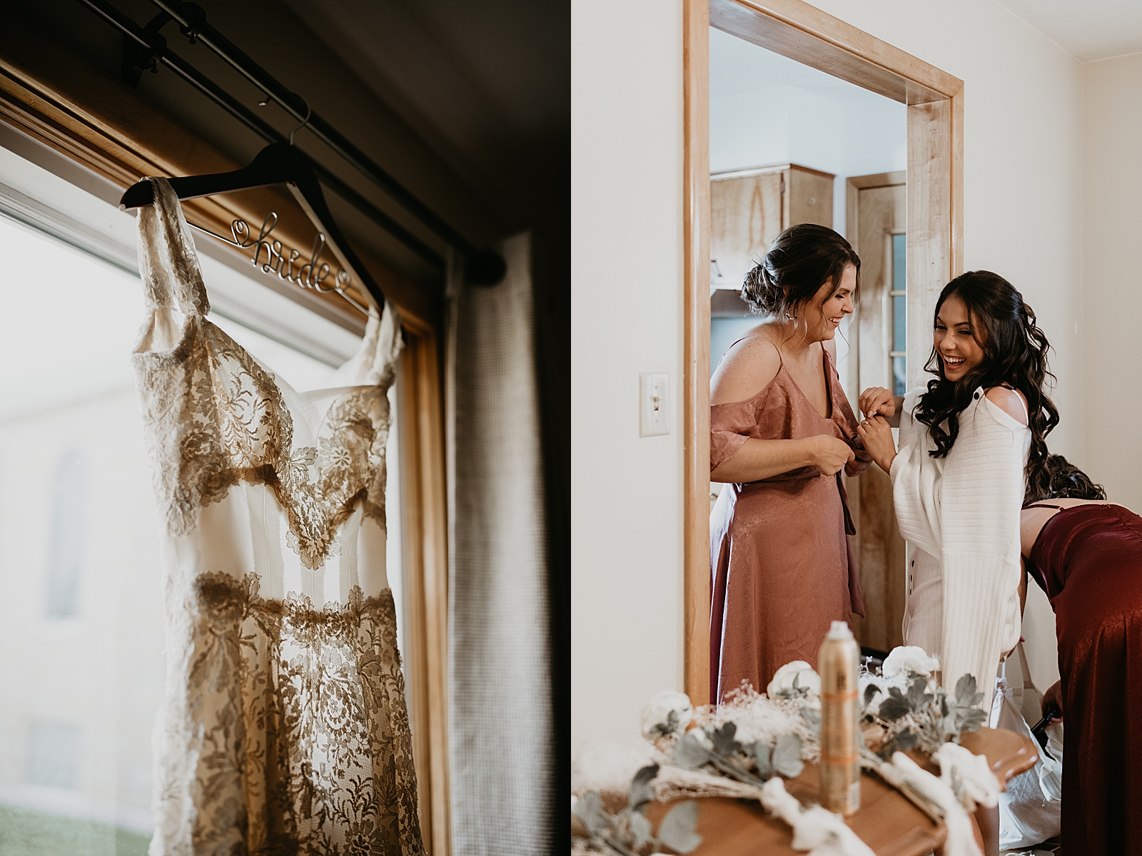 bridal party getting ready