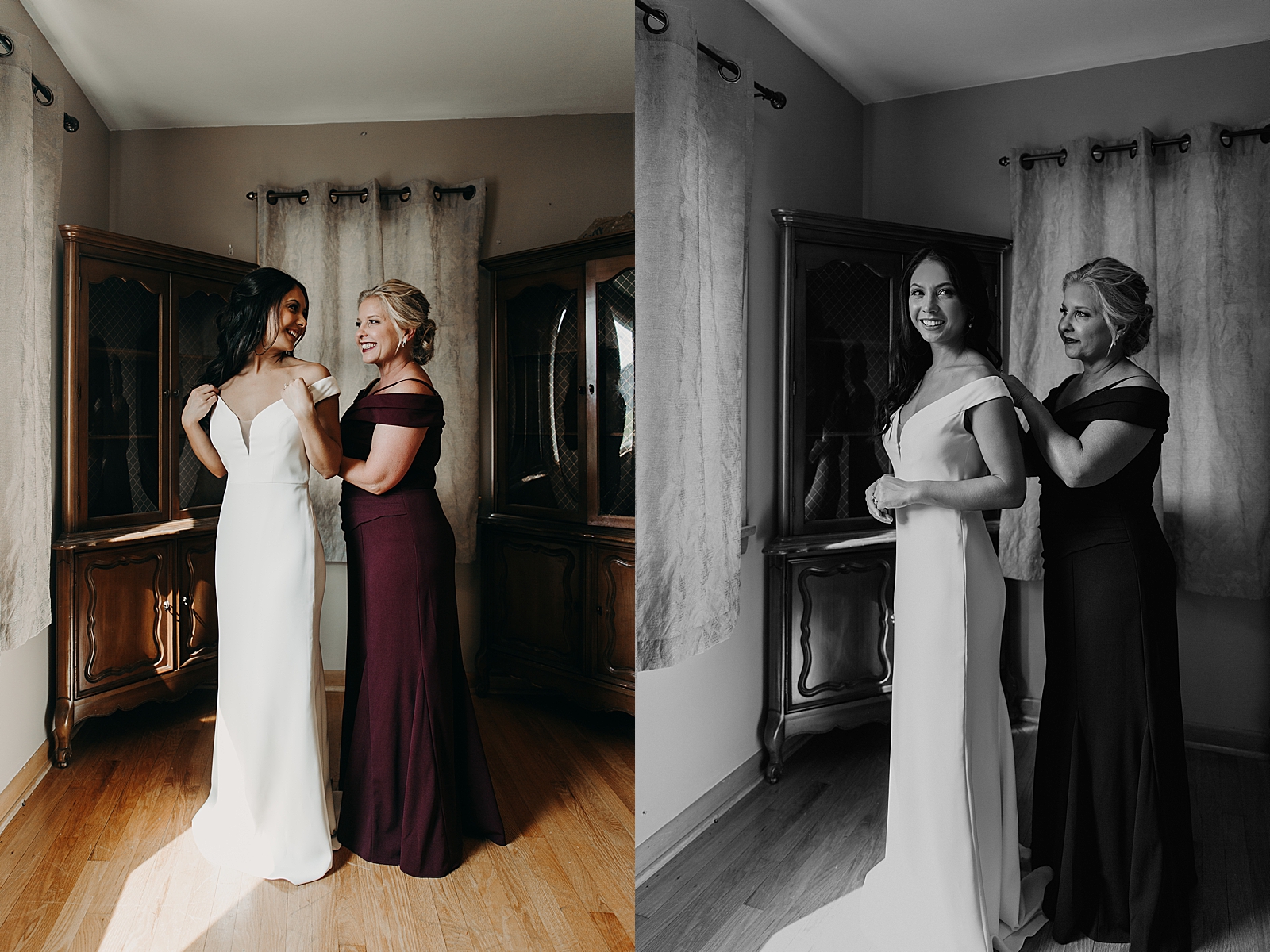 Pennsylvania wedding photographer, bride getting ready with mom