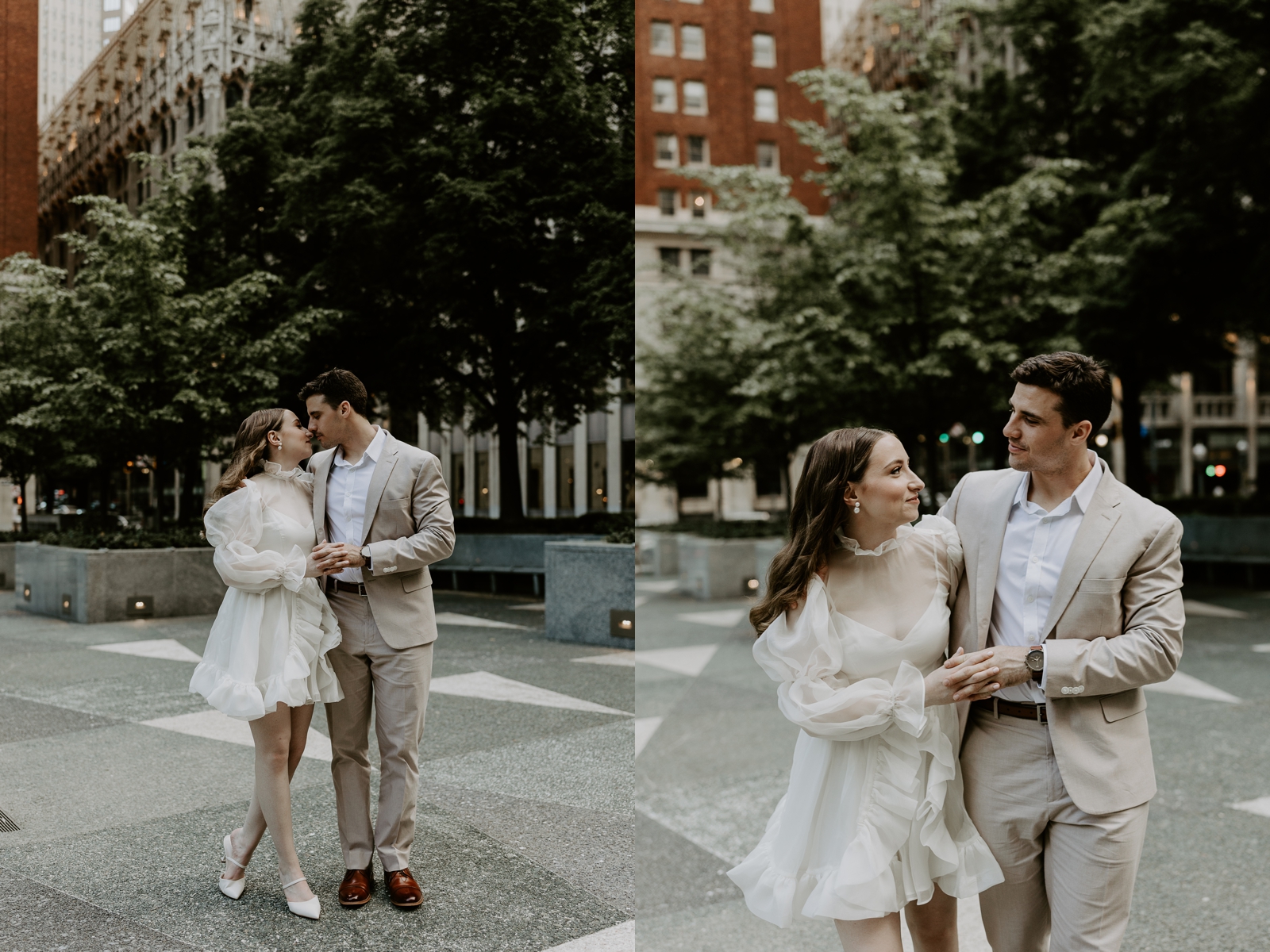 Mellon Square; Pittsburgh locations; engagement photos by Jessee Allen Photography