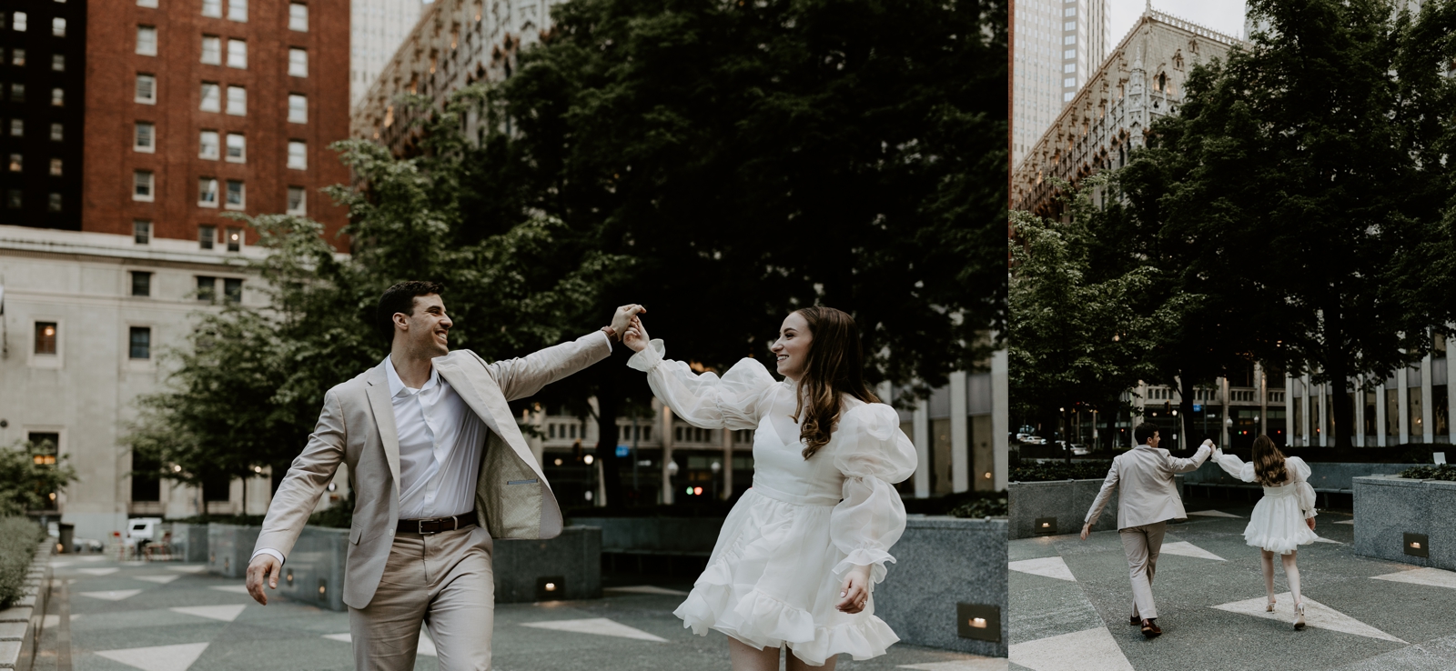 Mellon Square; Pittsburgh locations; engagement photos by Jessee Allen Photography