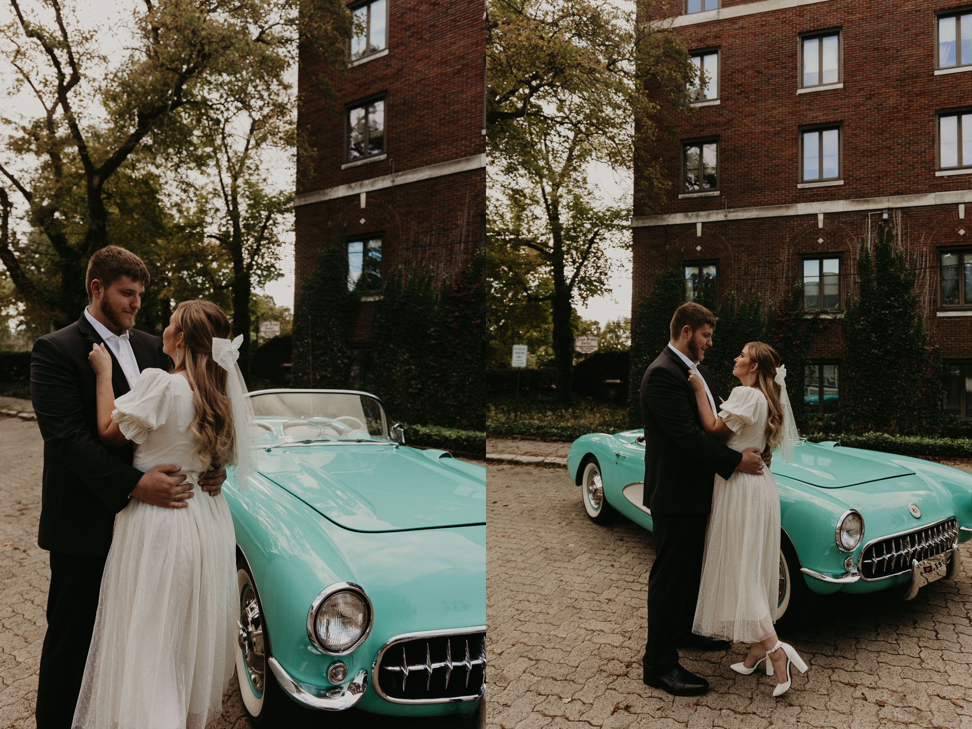 classic car engagement photos