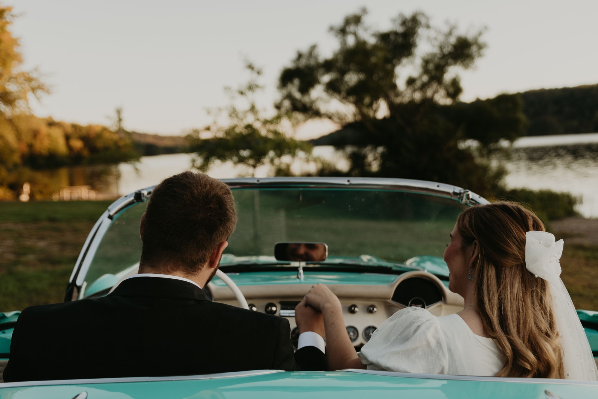 classic car engagement photos