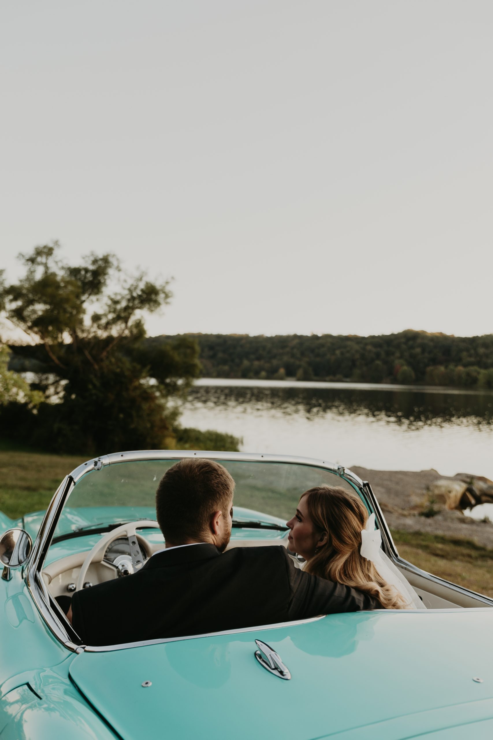 classic car engagement photos