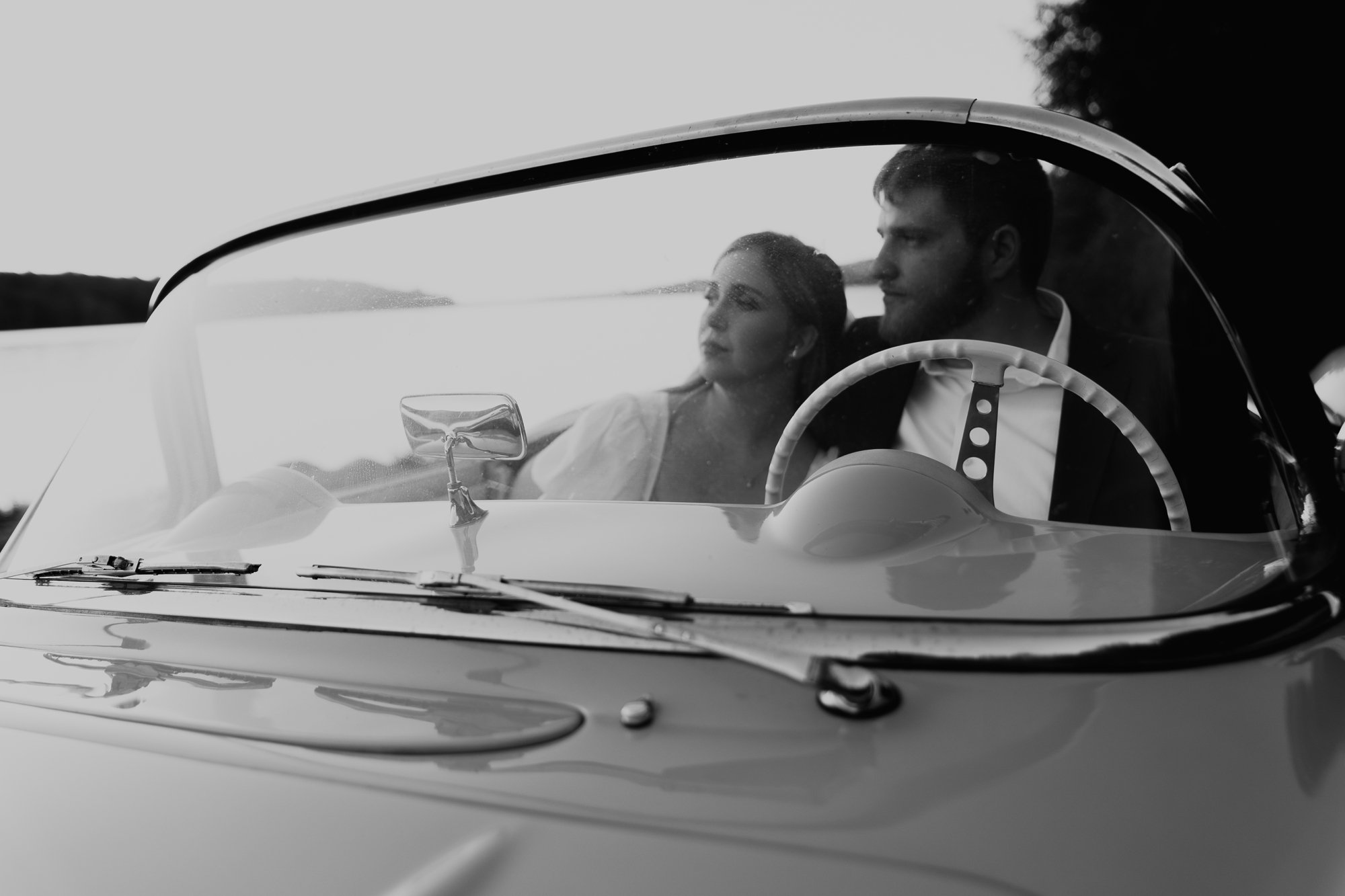 classic car engagement photos