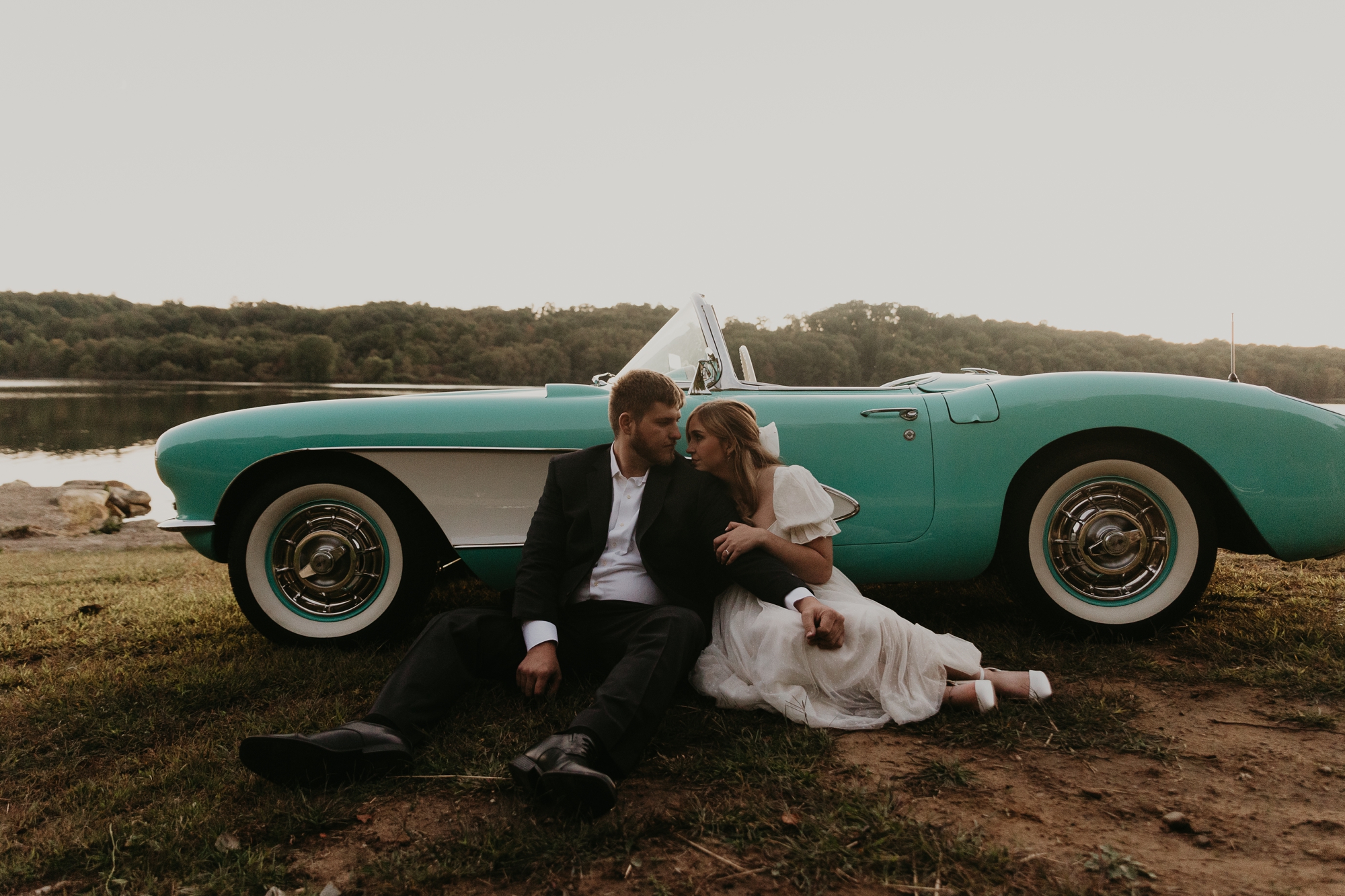 classic car engagement photos