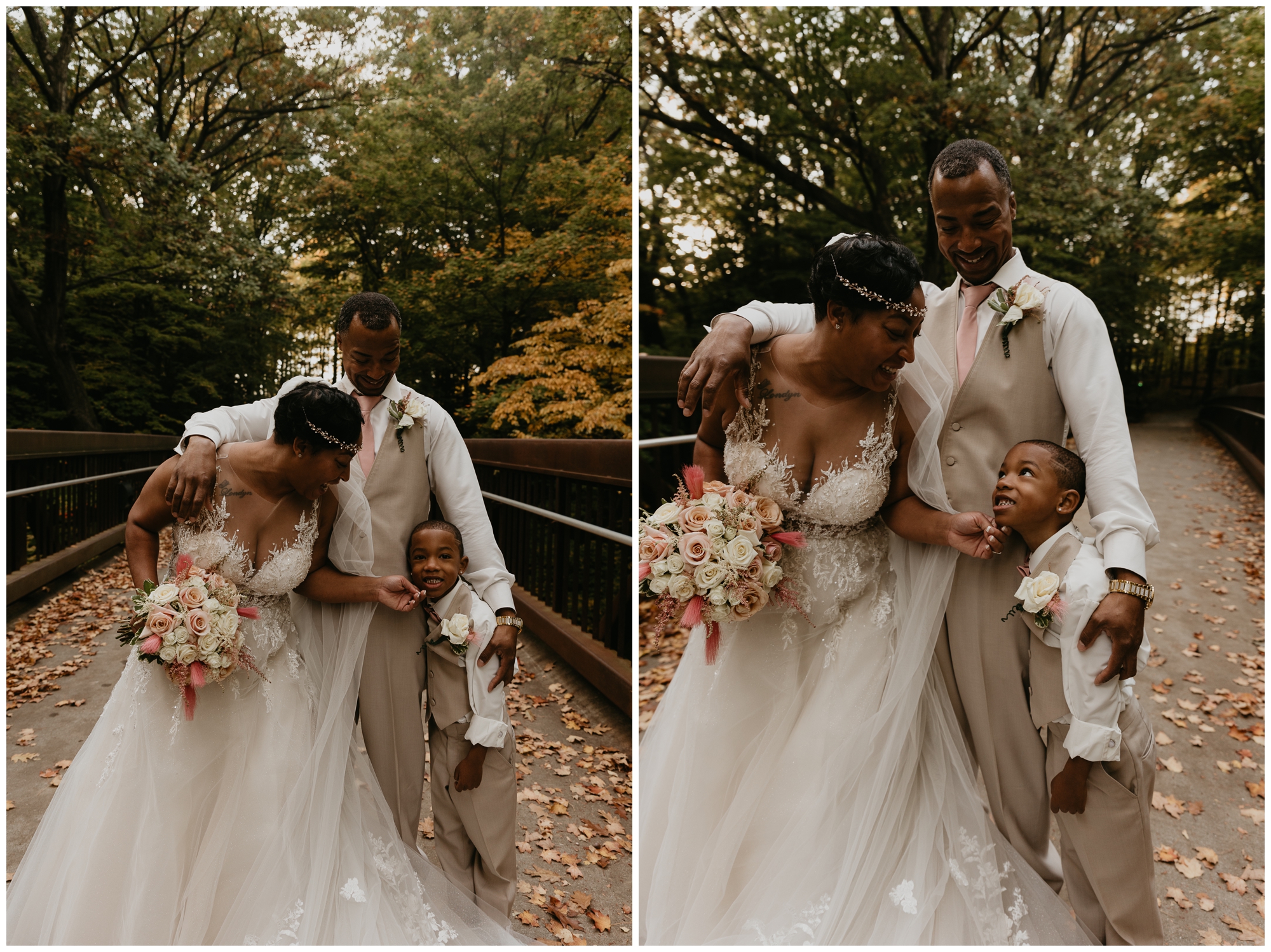 fall wedding portraits after civil ceremony at courthouse