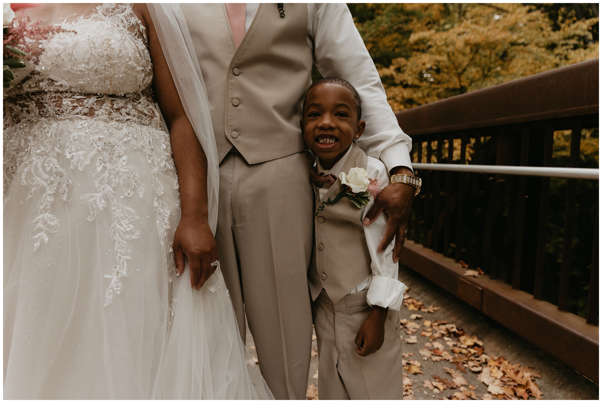 fall wedding portraits after civil ceremony at courthouse