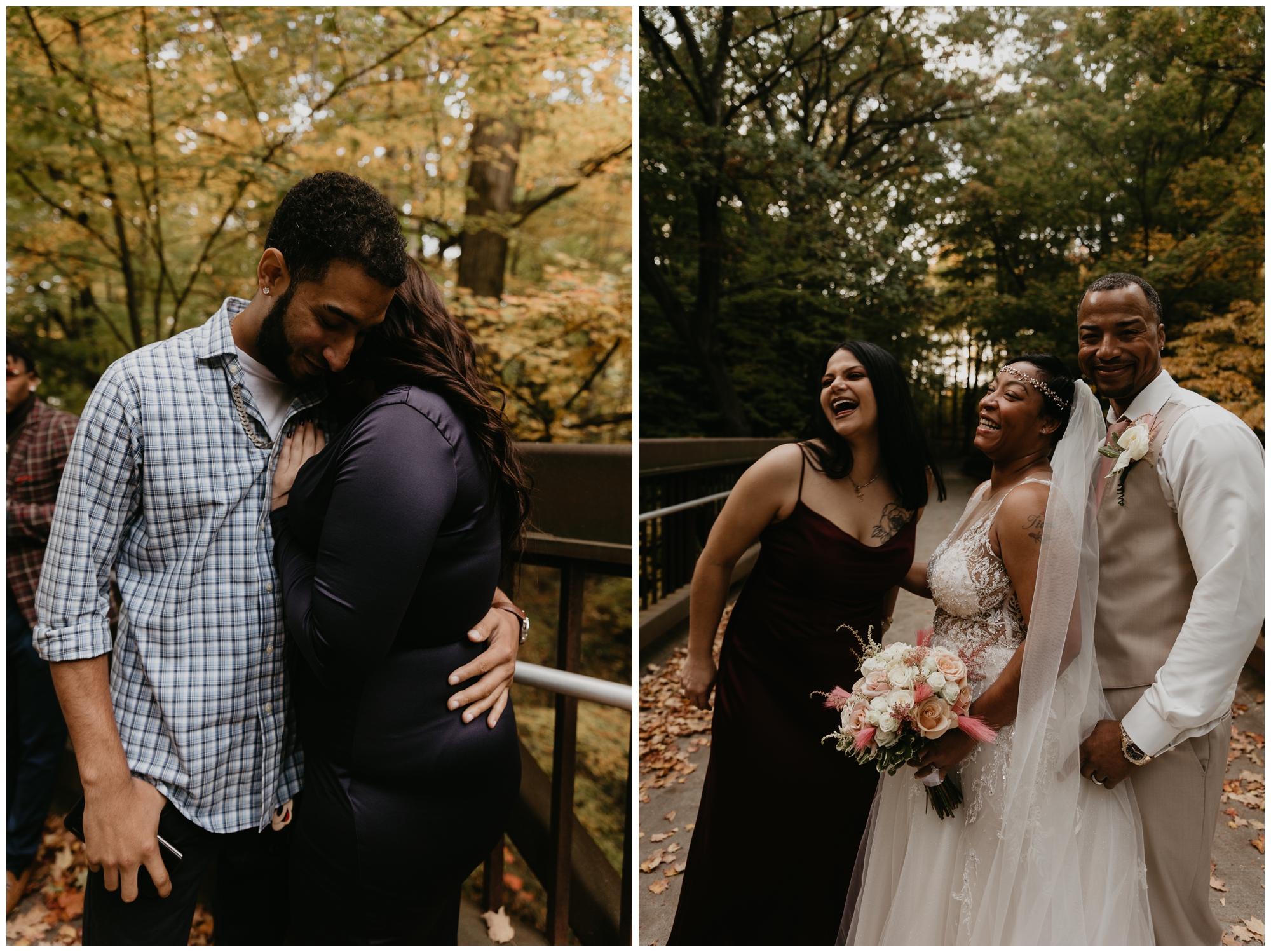 fall wedding portraits after civil ceremony at courthouse