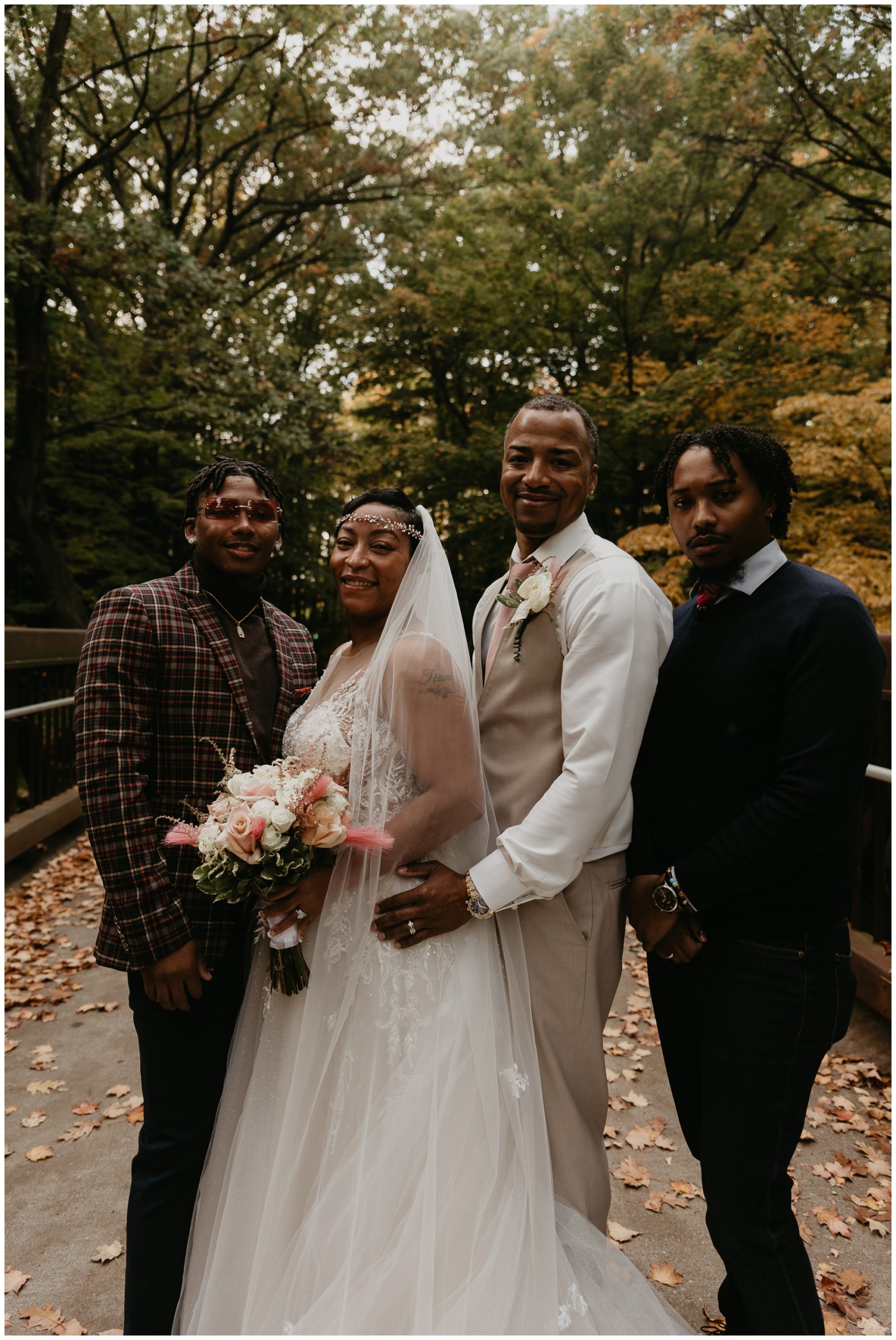 fall wedding portraits after civil ceremony at courthouse