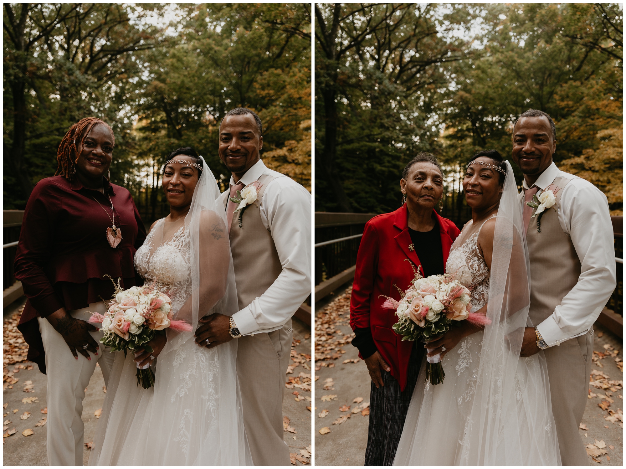 fall wedding portraits after civil ceremony at courthouse