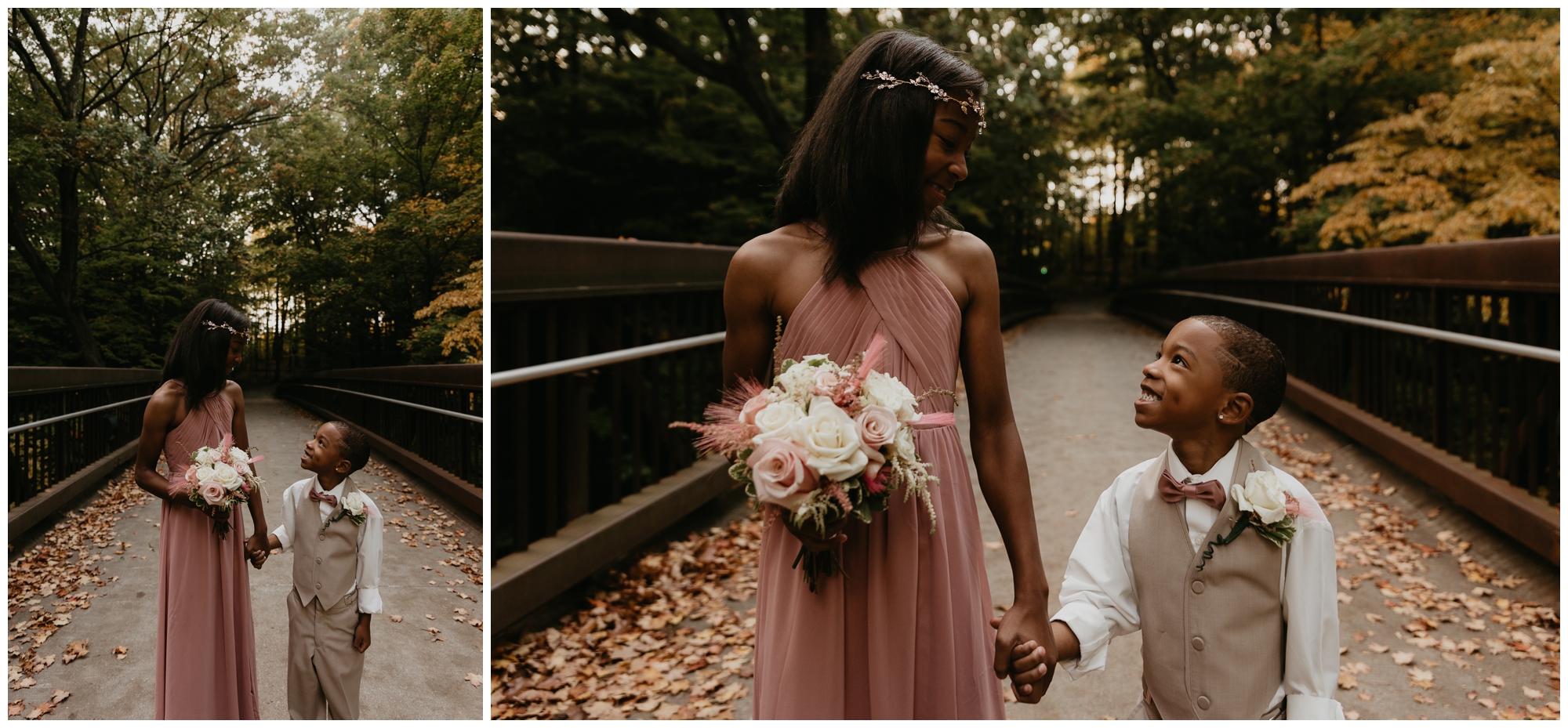 fall wedding portraits after civil ceremony at courthouse