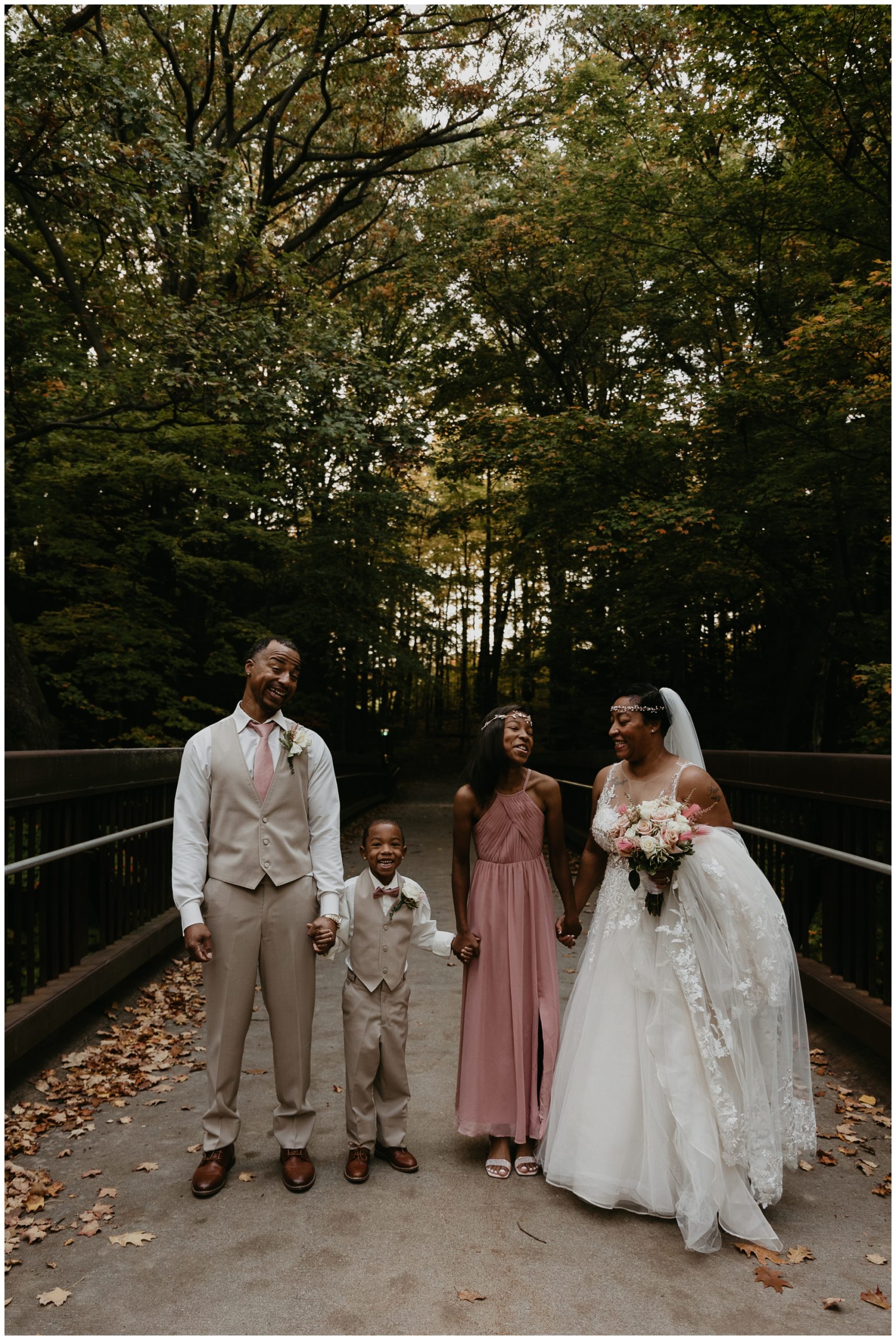 fall wedding portraits after civil ceremony at courthouse