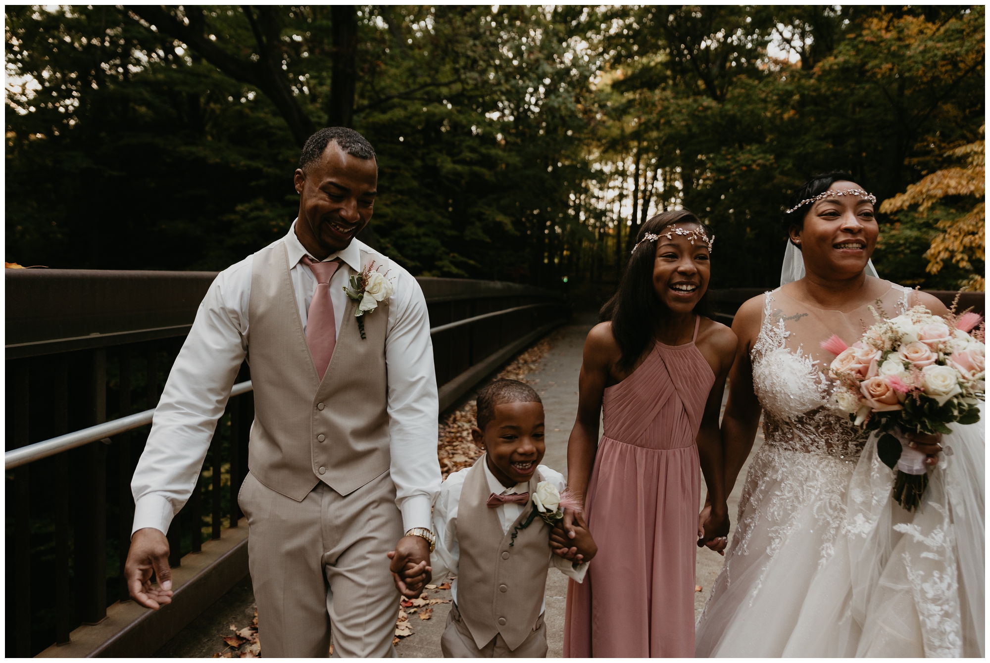 fall wedding portraits after civil ceremony at courthouse