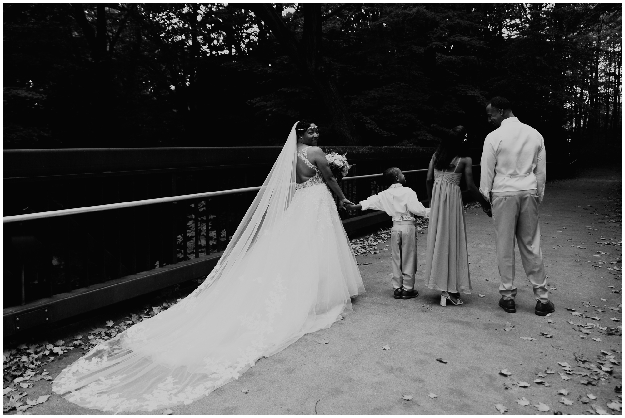 fall wedding portraits after civil ceremony at courthouse