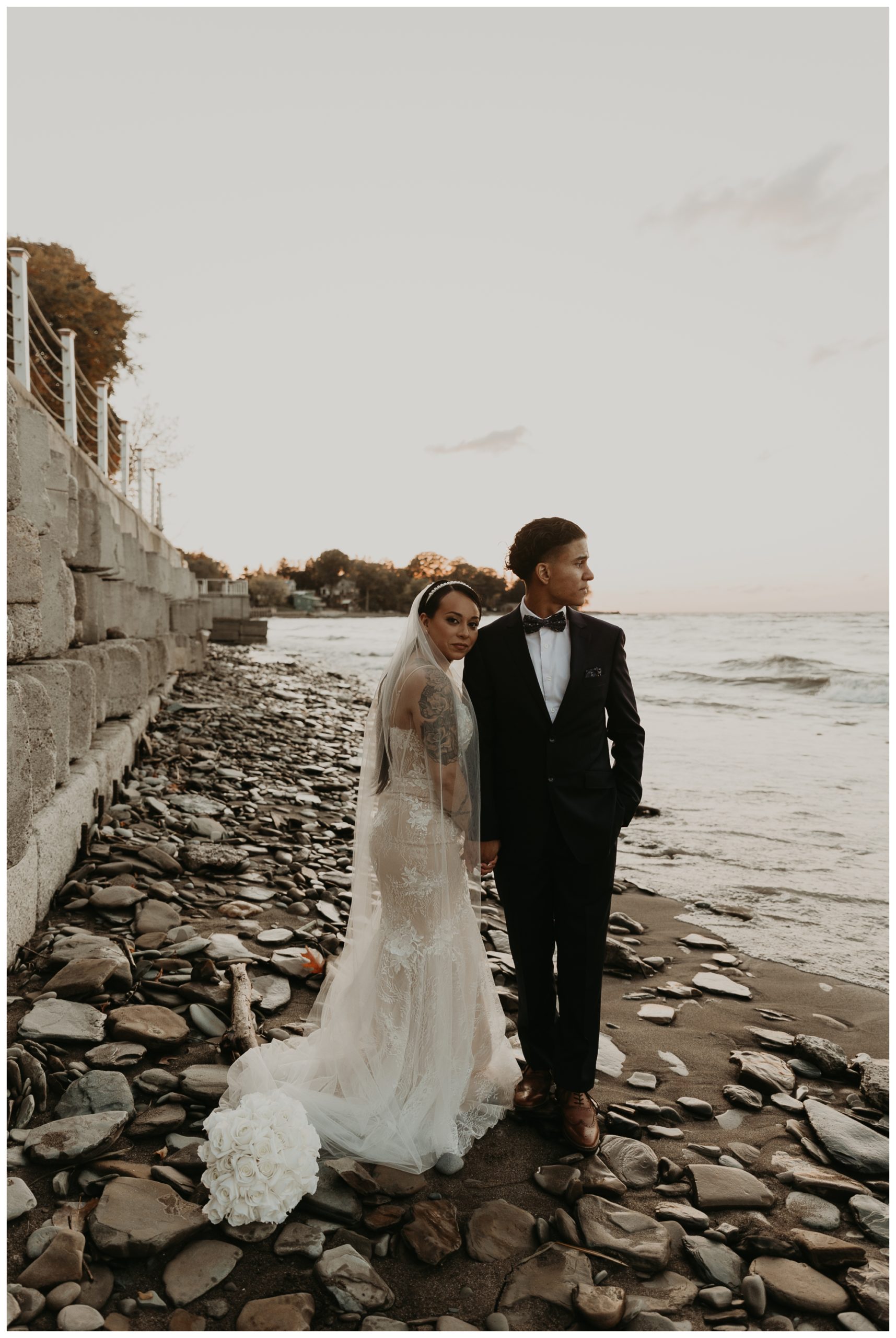 couple's portraits on Lake Erie