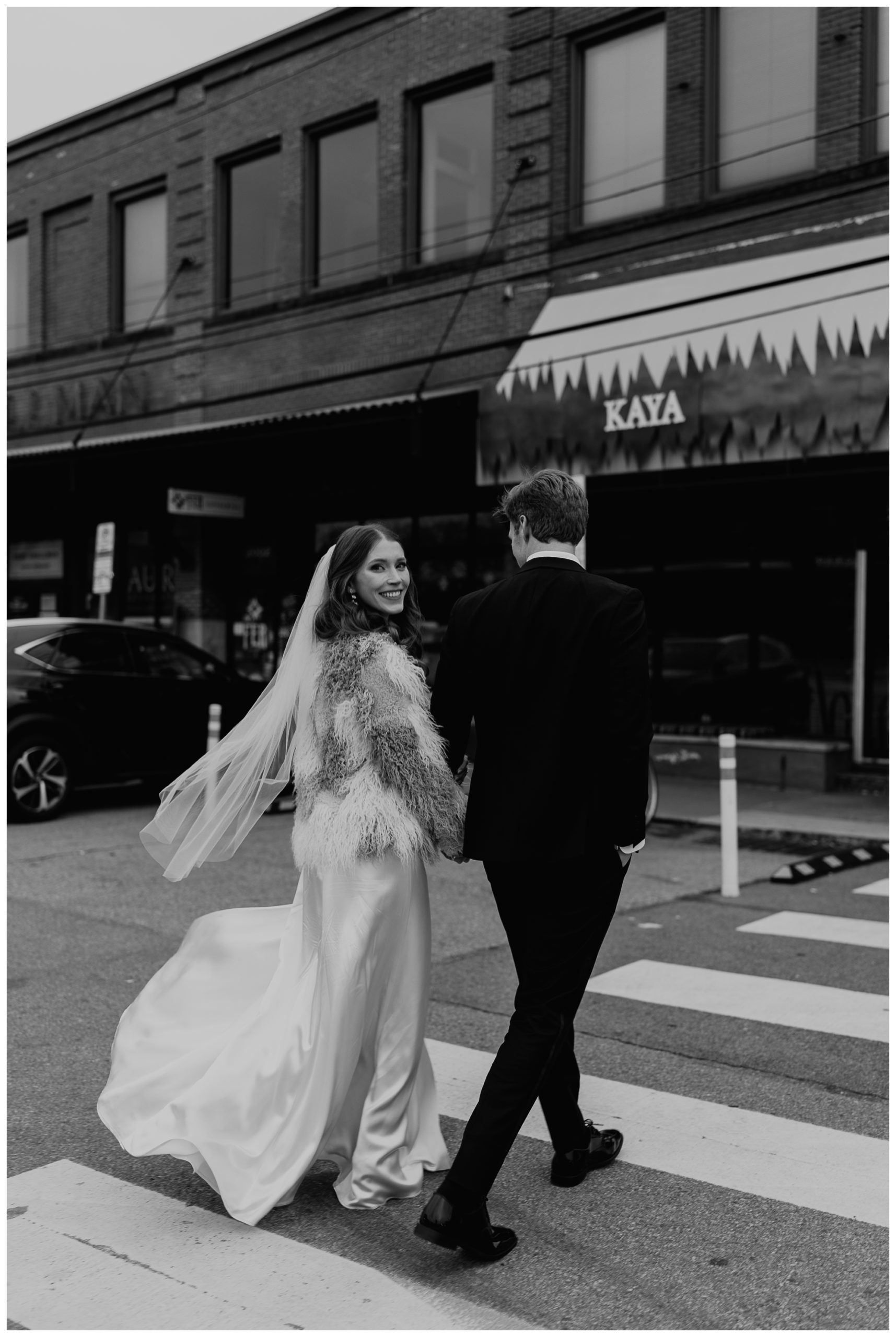 Kaya Pittsburgh; crosswalk wedding photos