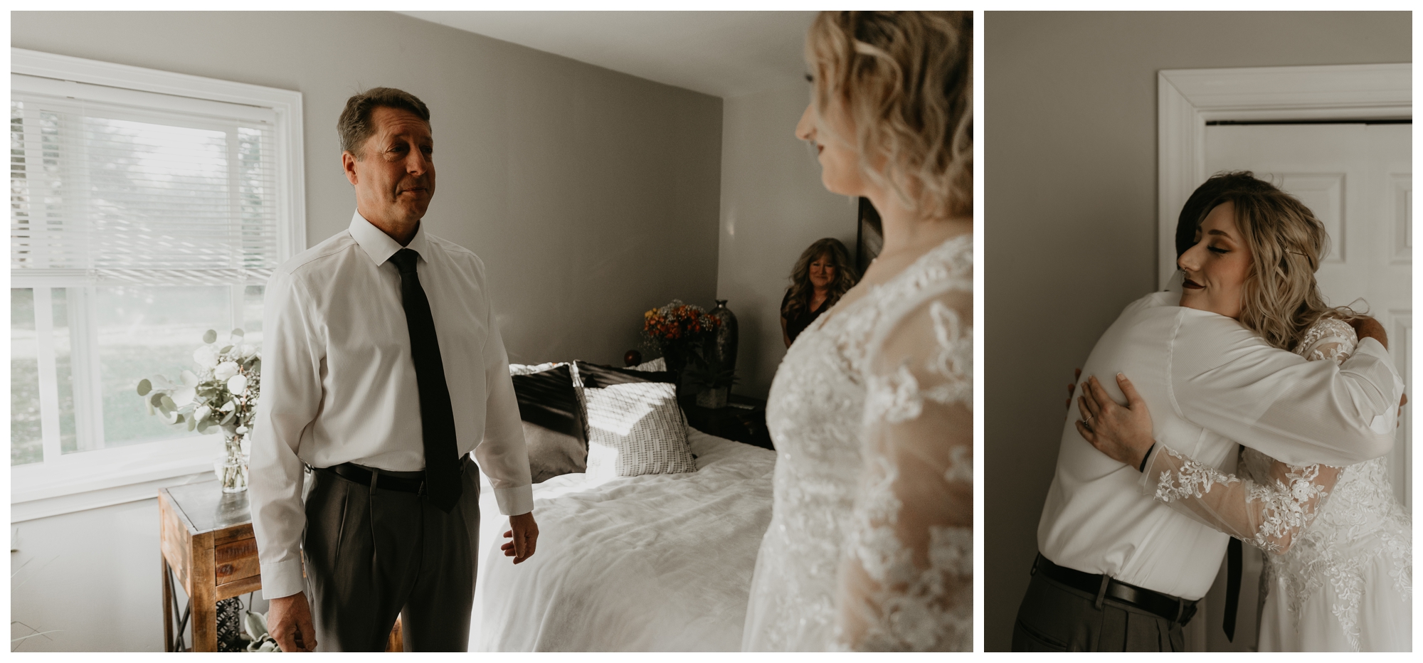 first look with dad on wedding day