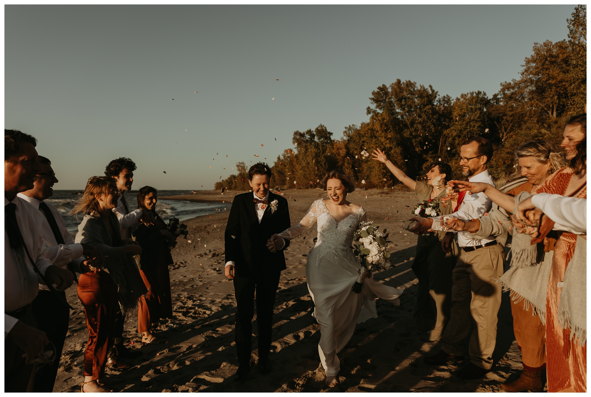 Presque Isle Peninsula Erie, PA wedding; beach ceremony