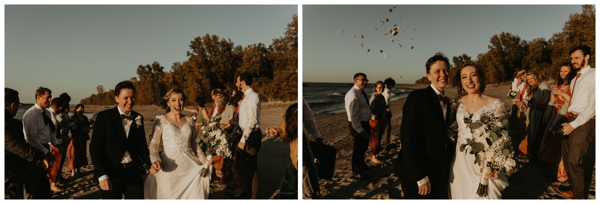 Presque Isle Peninsula Erie, PA wedding; beach ceremony