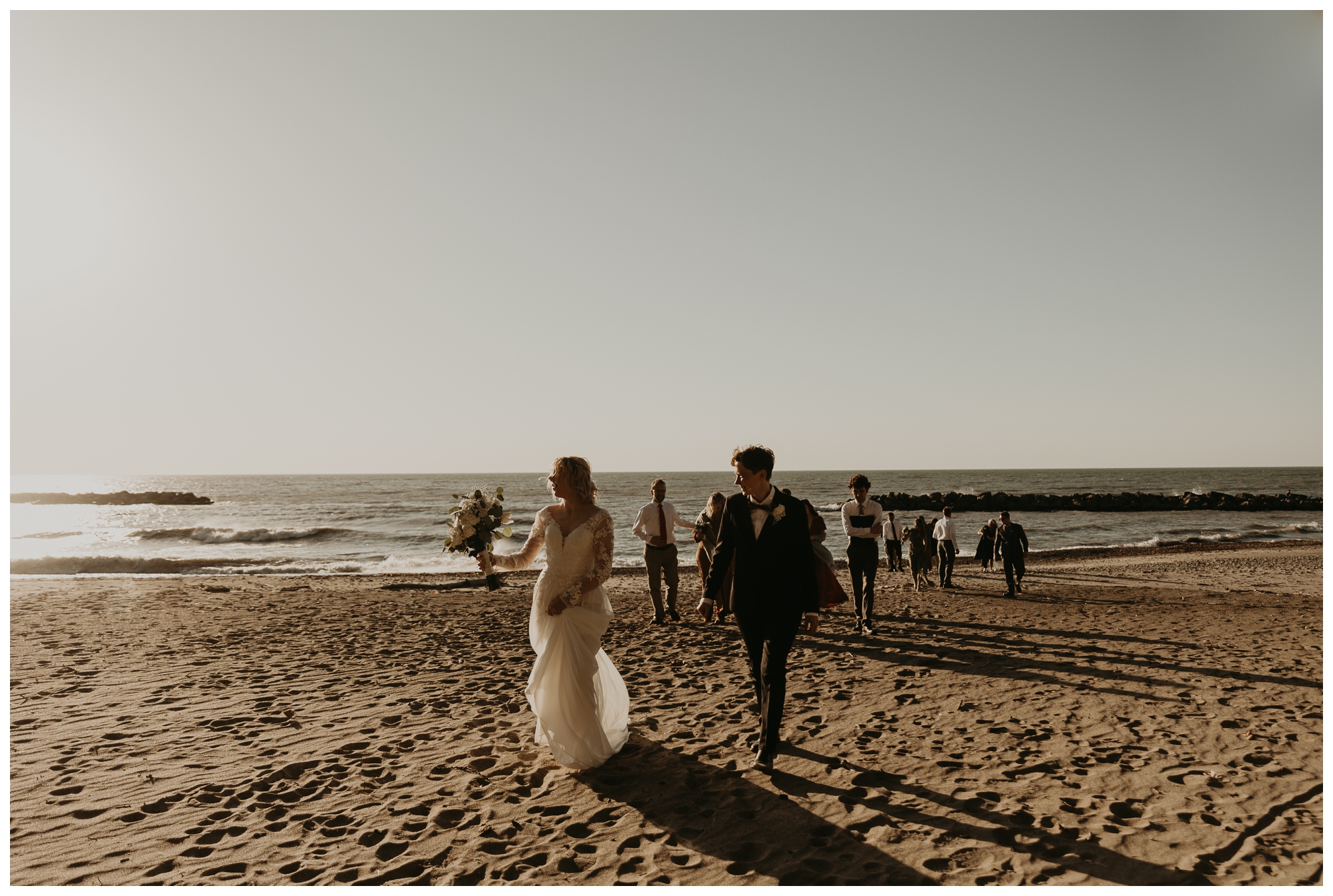 Presque Isle Peninsula Erie, PA wedding; beach ceremony