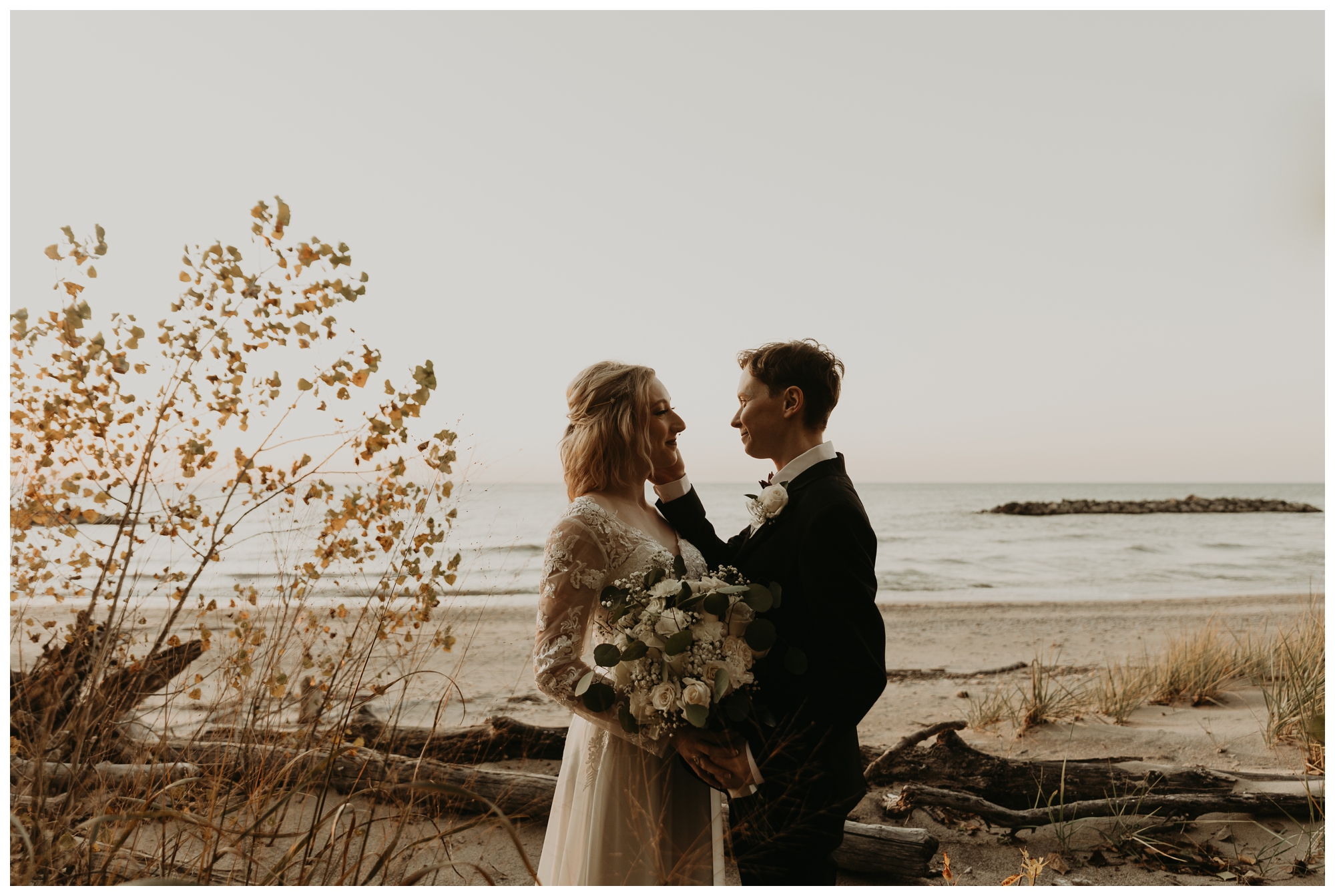 Presque Isle Beach Lake Erie wedding photos