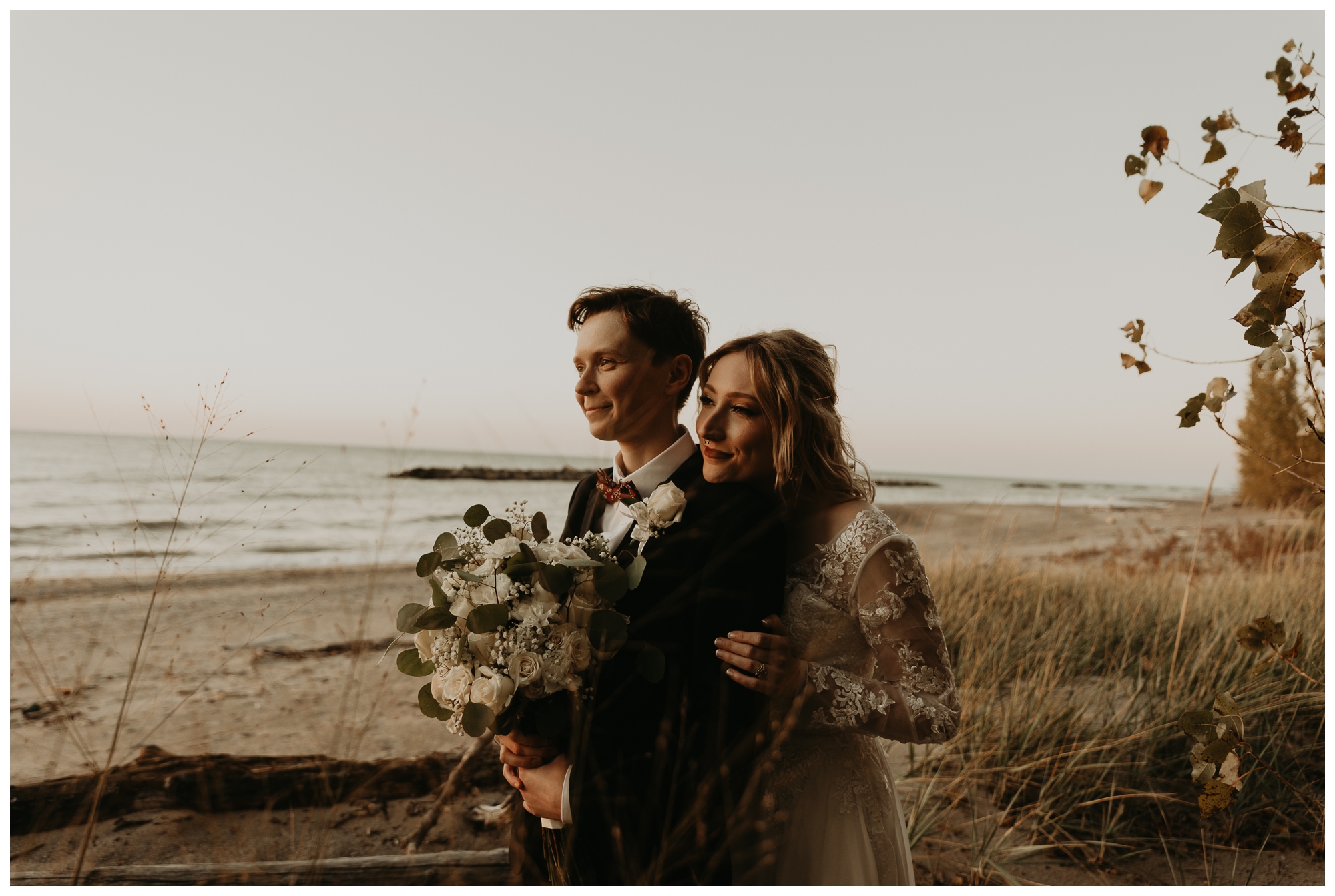 Presque Isle Beach Lake Erie wedding photos