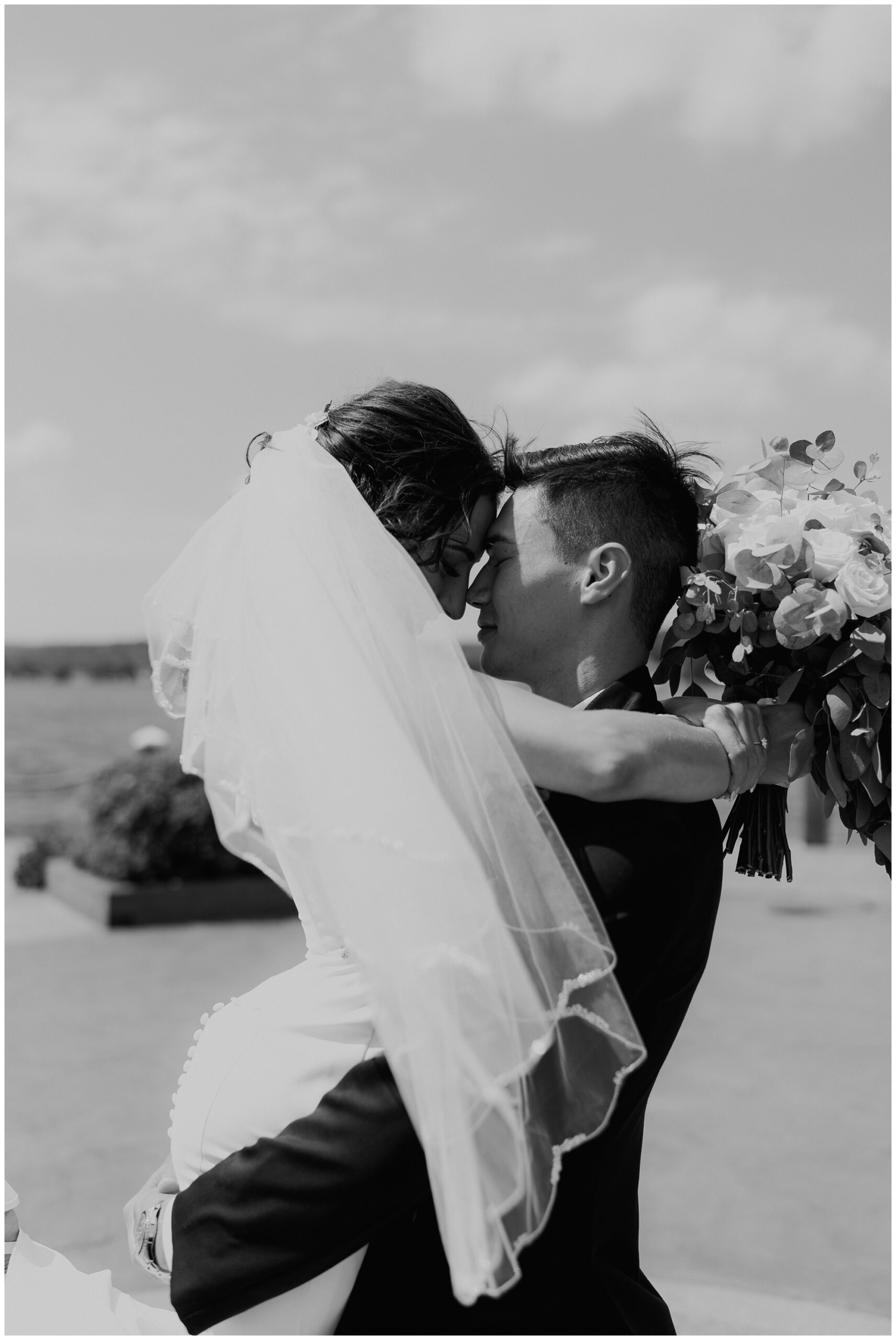 wedding day first look at Lake Chautauqua Harbor Hotel, New York