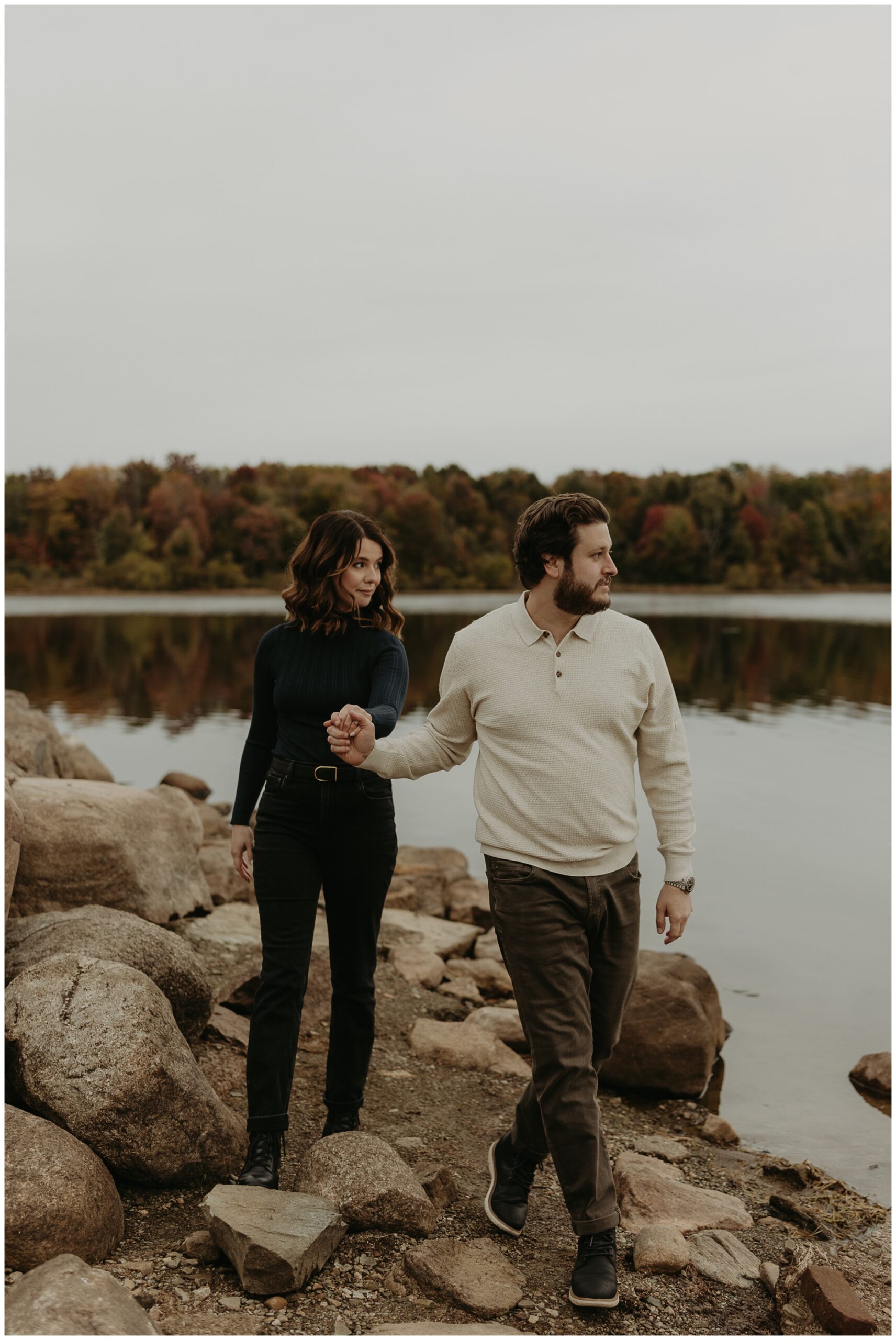 lakefront engagement session