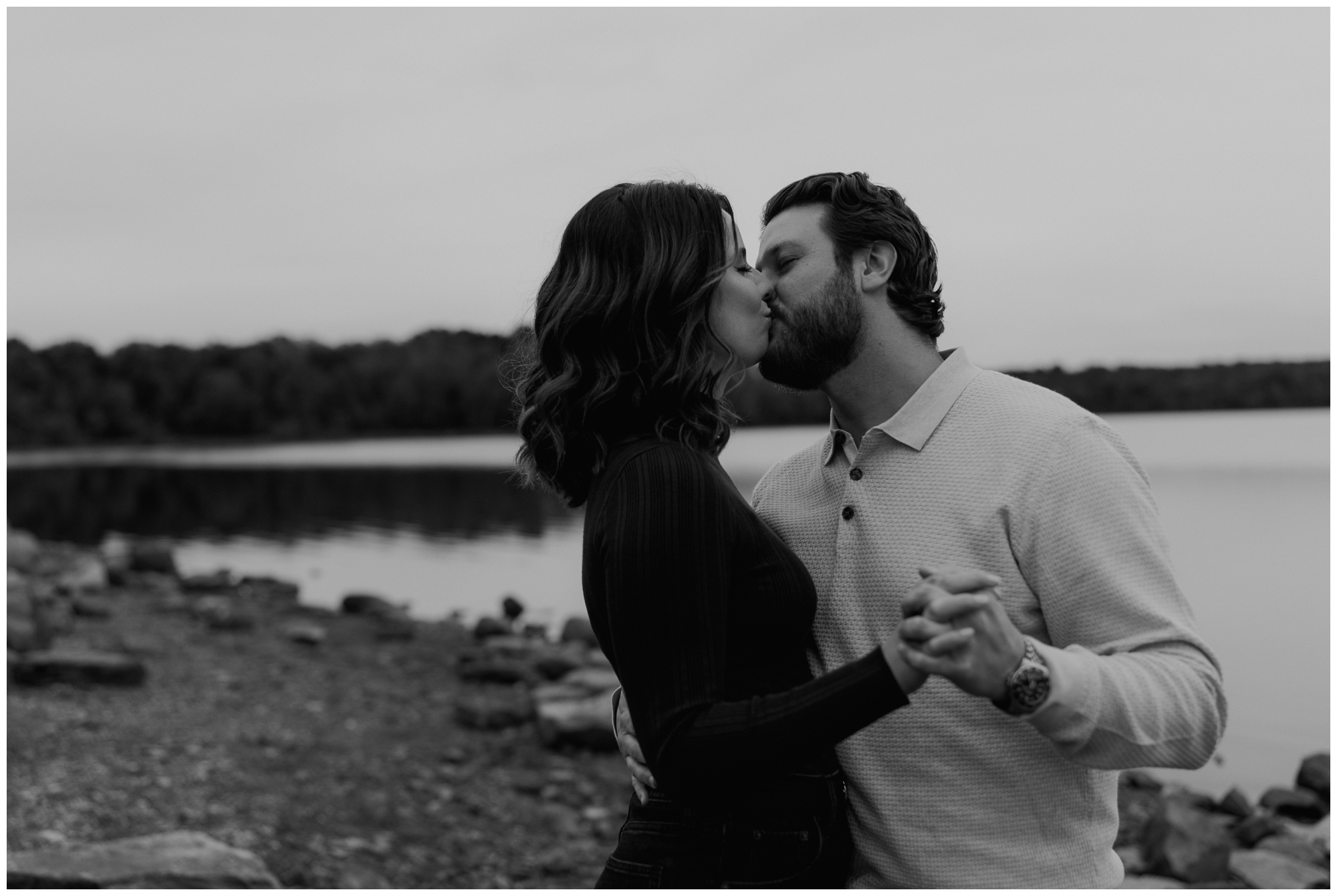 lakefront engagement session