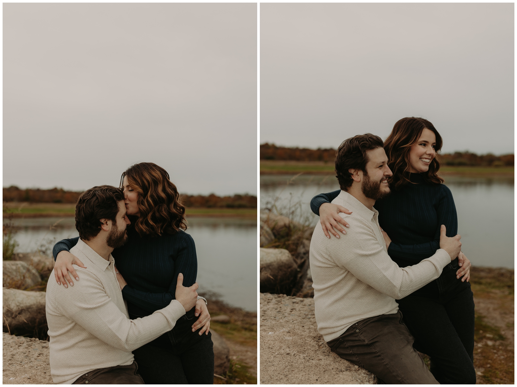 lakefront engagement session